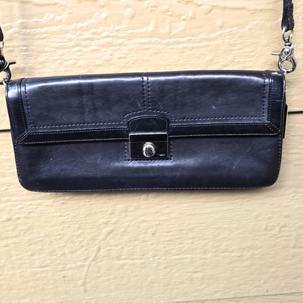 Coach Legacy y2k black leather turnlock crossbody clutch